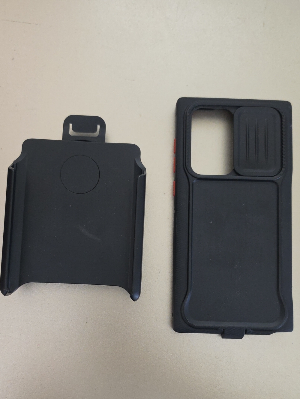 Black Phone Case with Slide Camera Cover and Holster Compatible For S24 Ultra